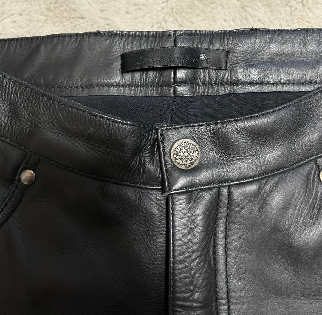 Liugoo leathers/レザー パンツ/size2/黒/牛革