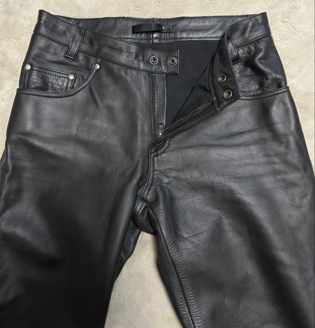 Liugoo leathers/レザー パンツ/size2/黒/牛革