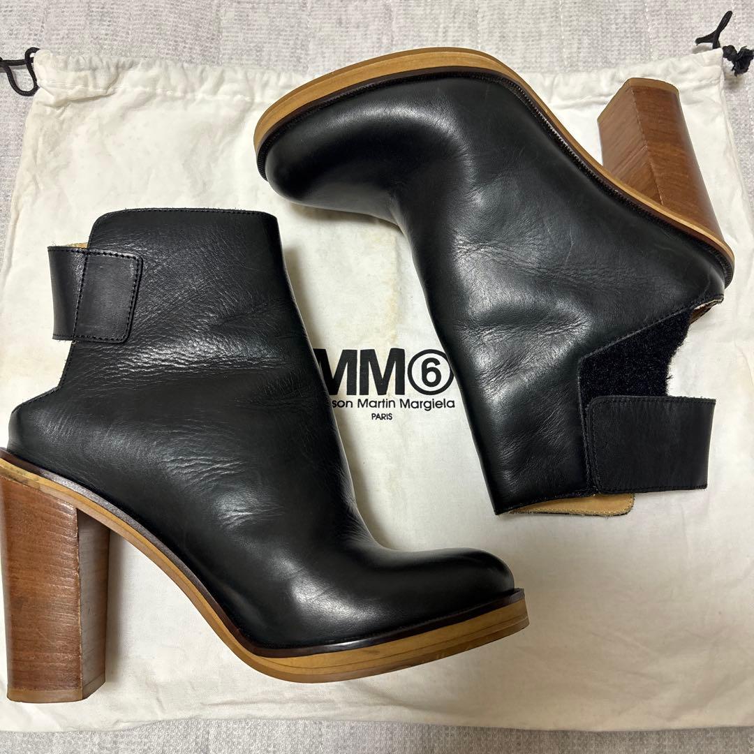 MM6 Maison Margiela レザー　アンクルブーツ　ブラック　36