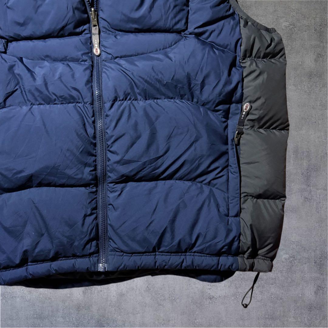 希少XL/高品質グースダウン◆REI ダウンベスト 紺 裏地等高線 テック系