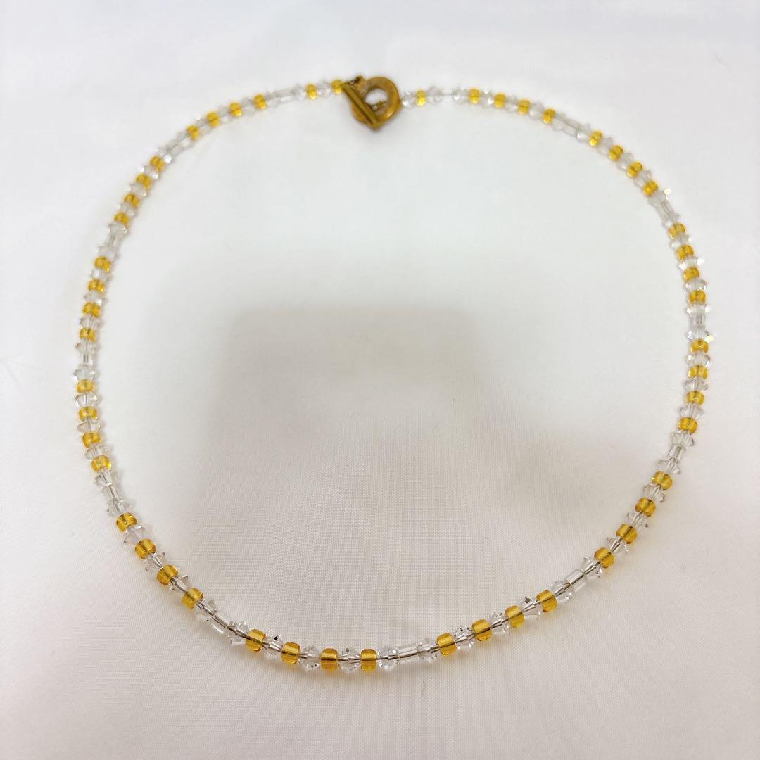 846 YAJIRO クリスタルネックレス ストーン 箱付き イエロー