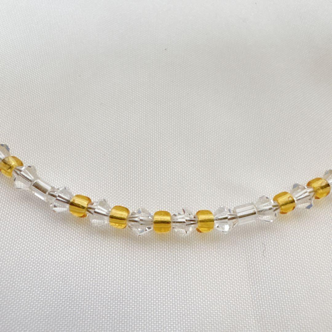 846 YAJIRO クリスタルネックレス ストーン 箱付き イエロー