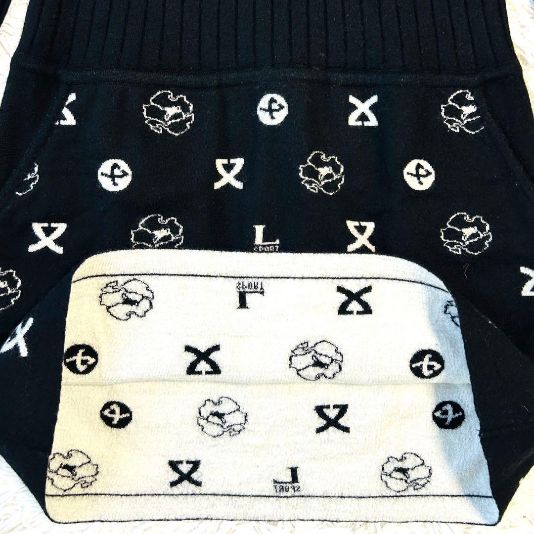 レオナール LEONARD ニット ワンピース モノグラム 蘭の花柄ボタン