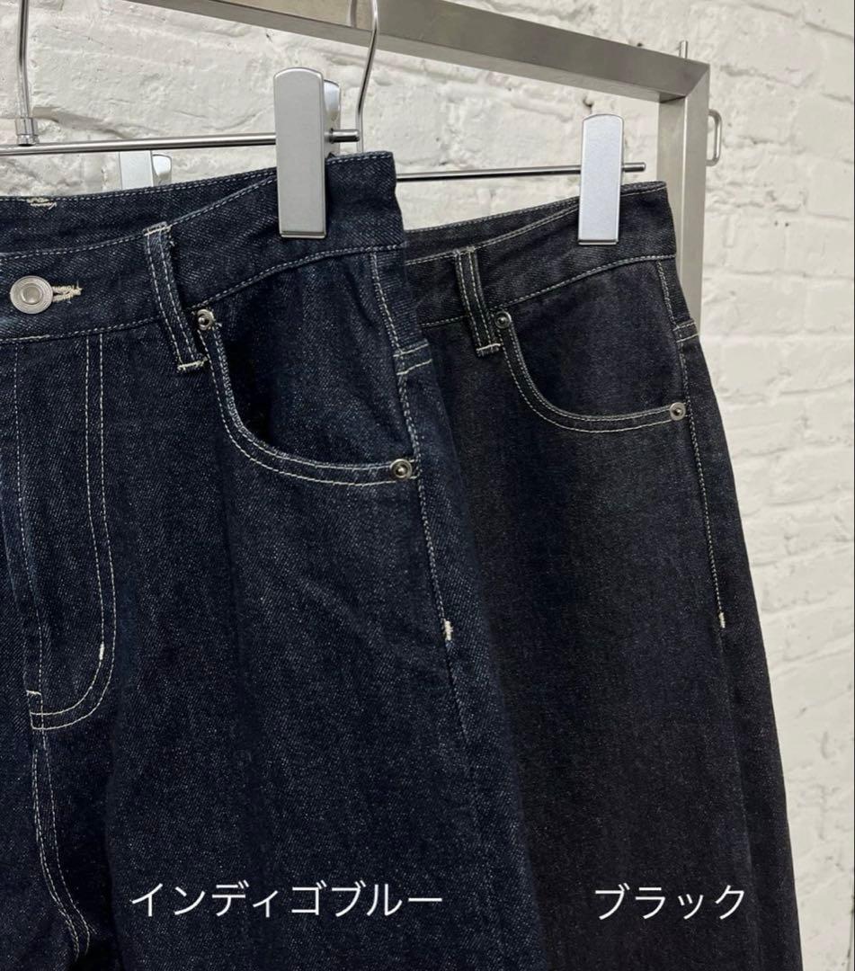 カプリシュレマージュ 13ozハイウエストストレートデニム ブラック 38