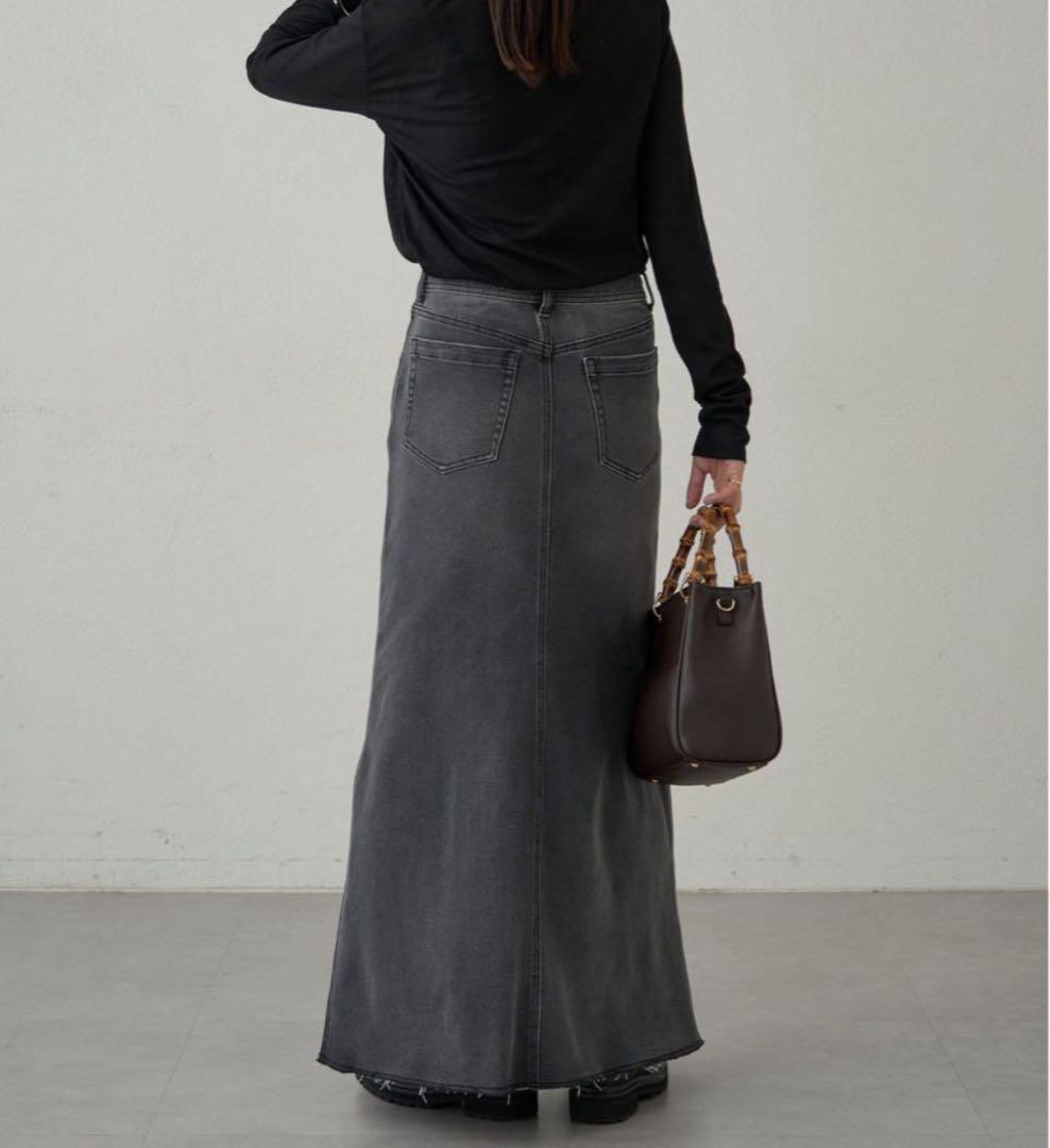 LOUNGEDRESS デニムマキシスカート ブラック M