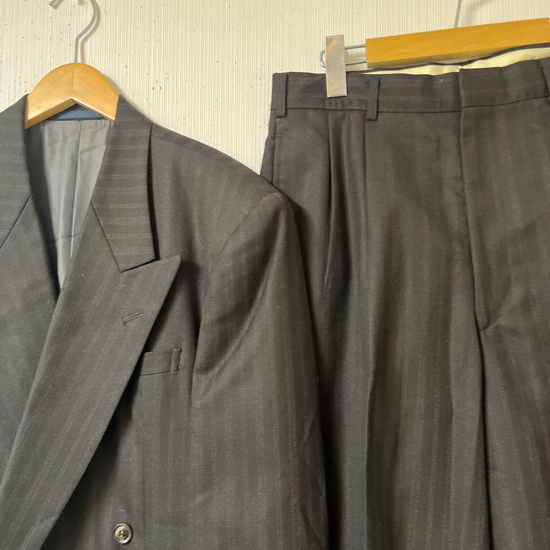 90s メンズビギ ダブルスーツ ダークブラウン メンズ ストライプ