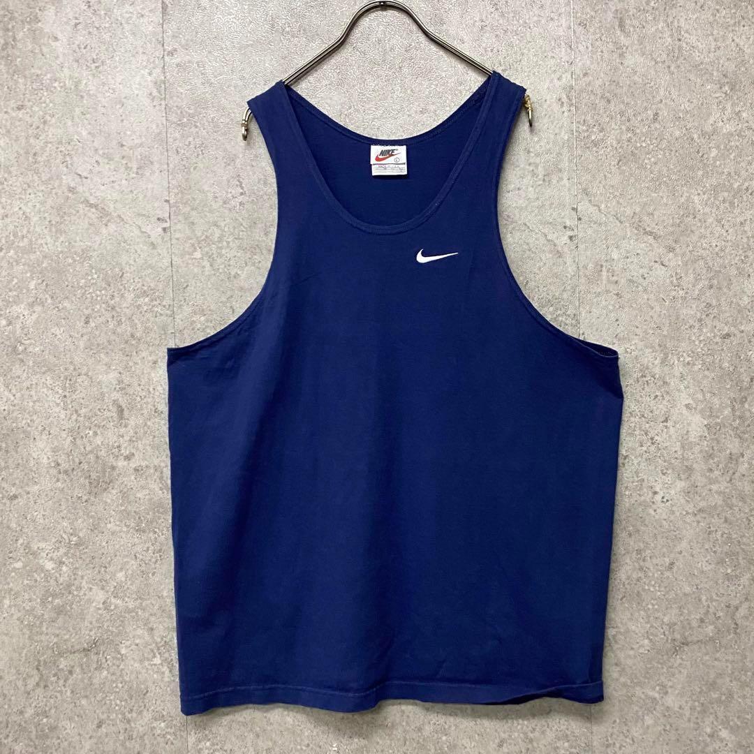 レアUSA製90s《NIKE ナイキ》刺繍スウッシュロゴ タンクトップ/XL