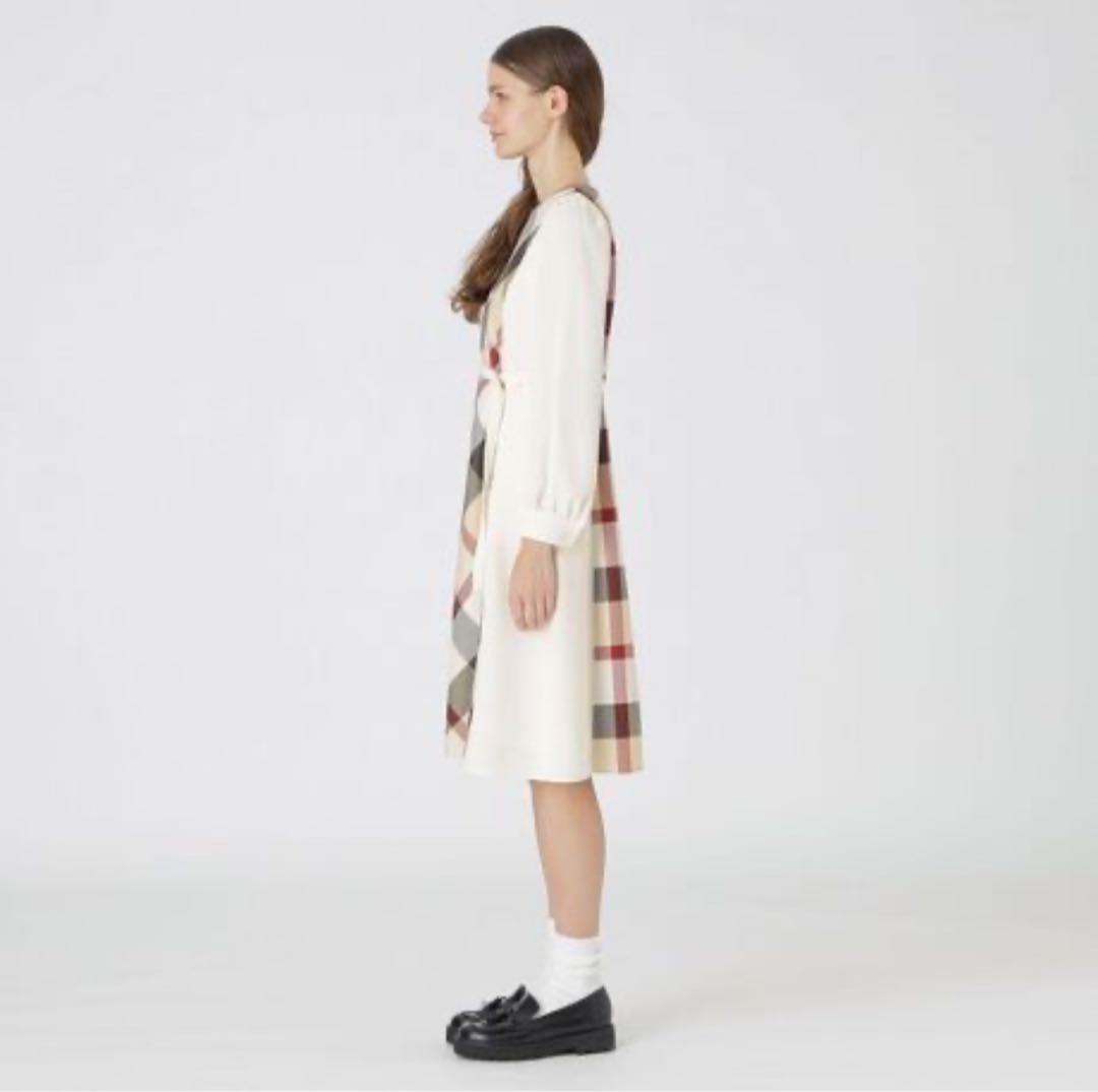 スムージーサテンパーシャルチェックドレス　ブルーレーベル