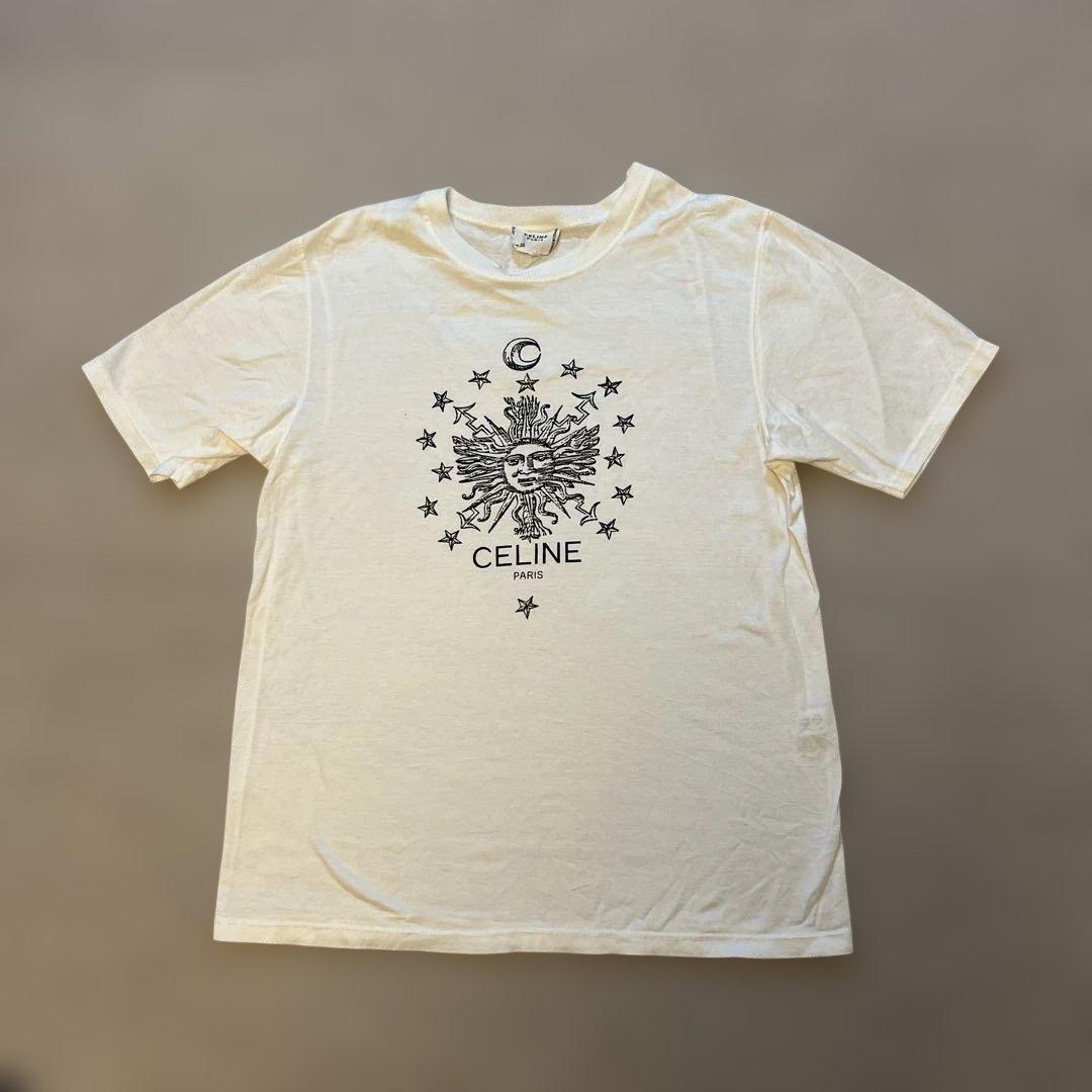 Vintage CELINE Tシャツ 40 ITALY 白 太陽