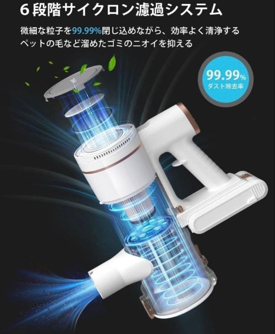 【新品未使用】サイクロン掃除機 コードレス スティッククリーナー 65000pa
