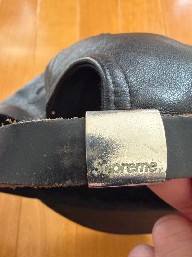 帽子 Supreme Leather Classic Logo 6-Panel Cap
