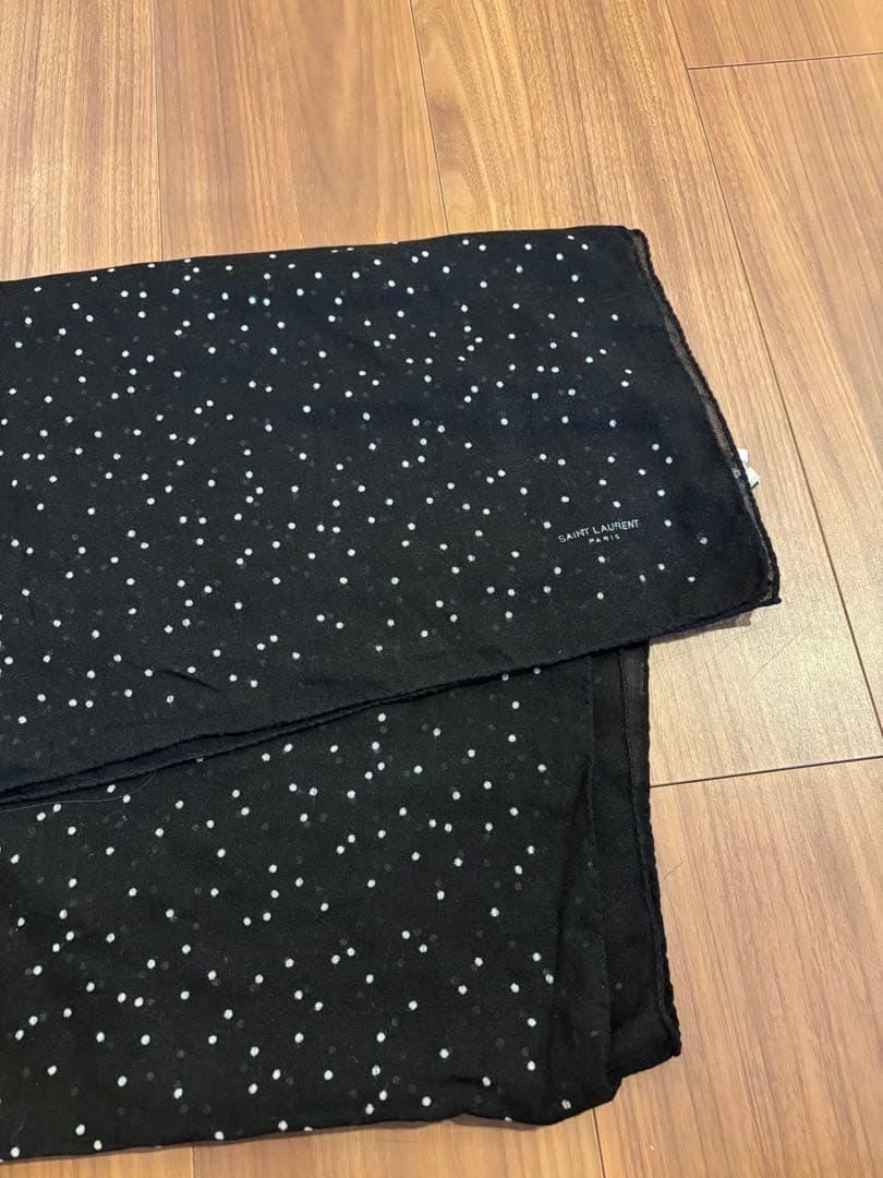 【SAINT LAURENT】ドット柄ストール　ブラック