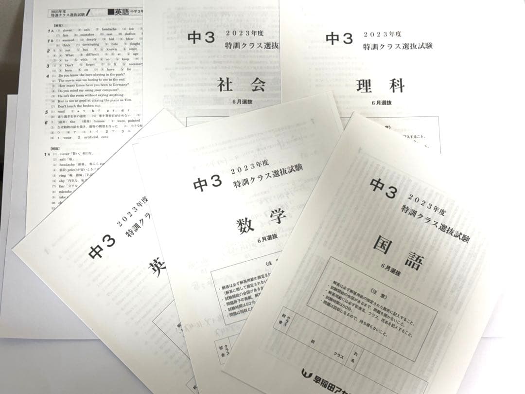 必勝志望校判定模試 特訓クラス選抜試験 5科 早稲アカ