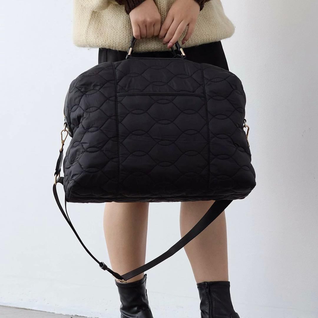 【美品】TOPKAPI クリュ　キルティング ショルダー付 ボストン バッグ　黒