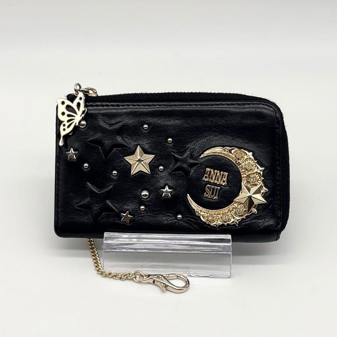 【美品】 ANNA SUI レザー ケース カードケース パスケース 黒