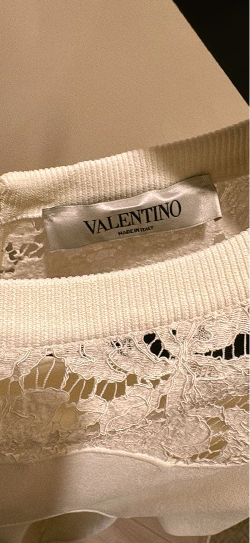 VALENTINO ホワイト レース 半袖 ワンピース