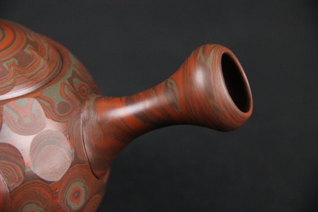 常滑焼 練上 圭洋造 急須 桑山圭洋 共箱 　煎茶道具 ED11-11