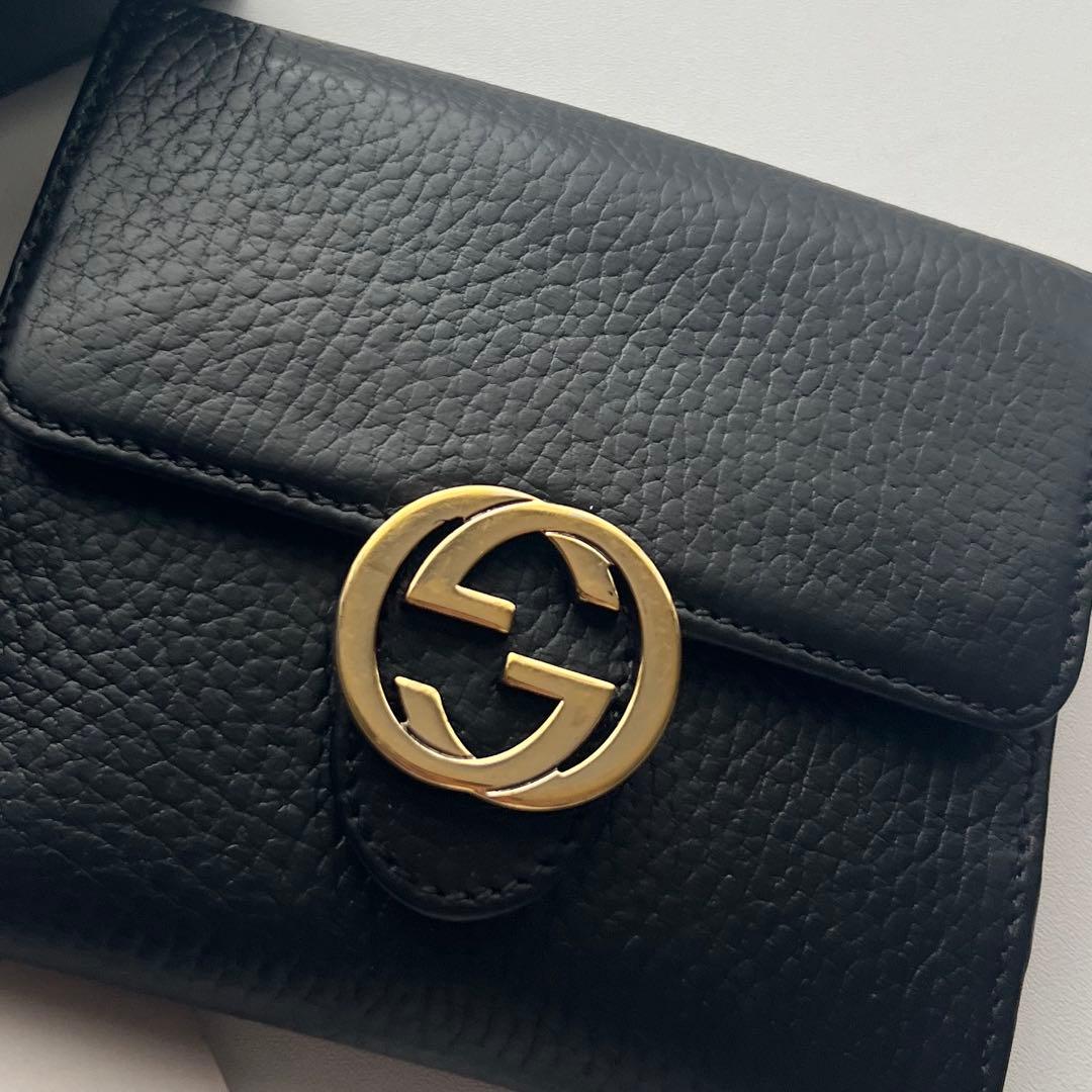 91 極上美品 GUCCI グッチ 2つ折り財布