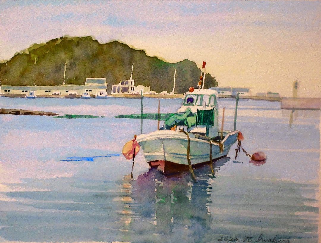 水彩画「一艘の船」