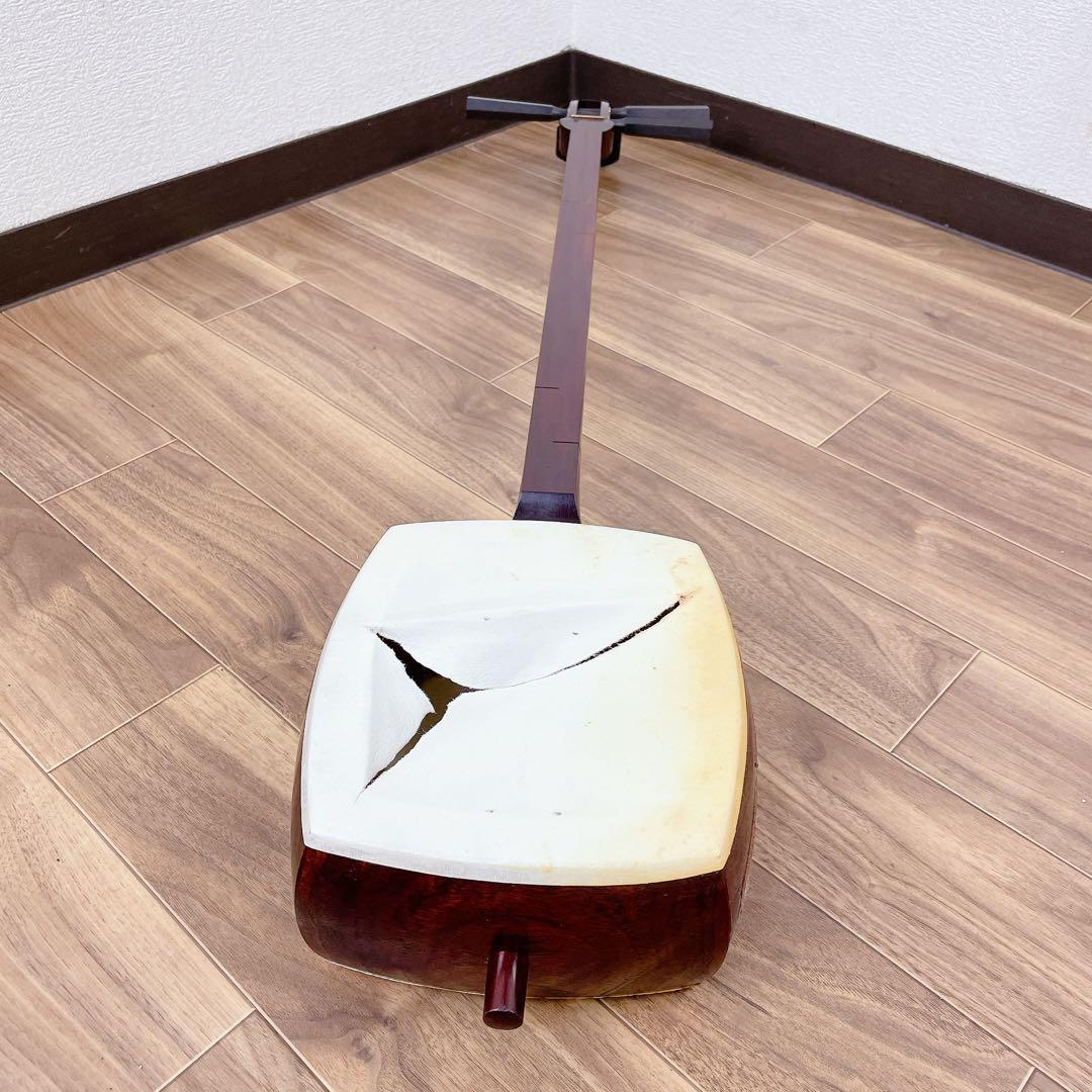 三味線 中棹 紫檀 一本溝 犬皮 丸打胴 東さわり 和楽器