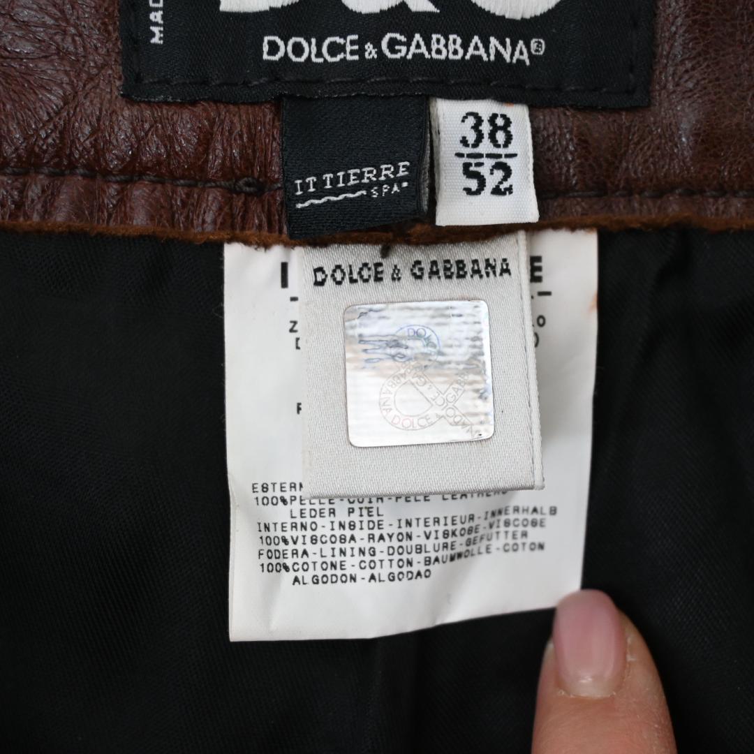 ■ DOLCE&GABBANA レザーパンツ 52 ブラウン 48525\"