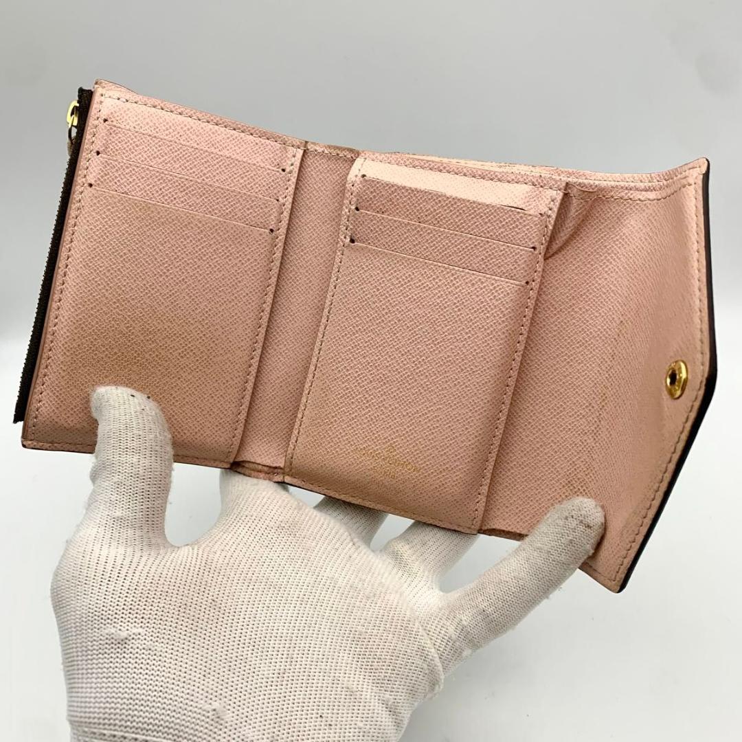 鑑定済み ルイヴィトン ポルトフォイユヴィクトリーヌ 財布 コンパクト ピンク