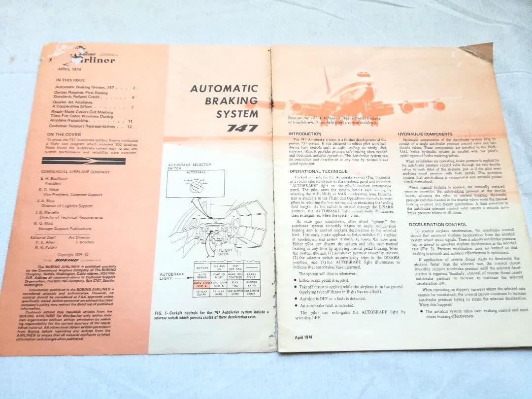 【ヴィンテージ】BOEING Airliner APRIL 希少 1974年度版