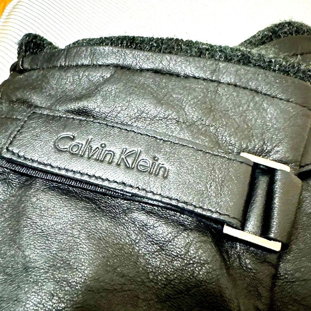 【新品未使用】カルバンクライン レザー手袋 メンズ   黒