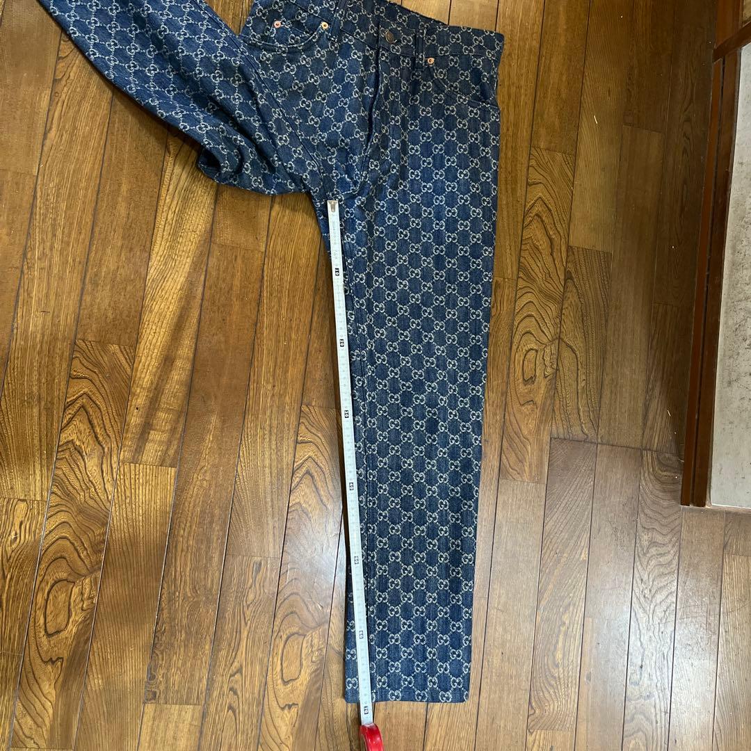 GUCCI デニムパンツ GGロゴ総柄　男女兼用