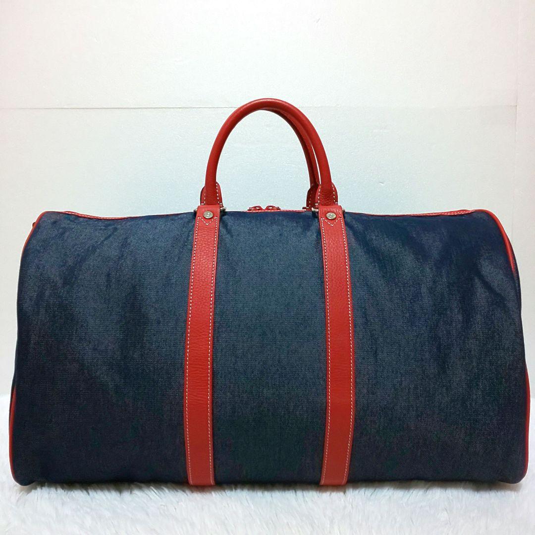 ✨美品✨ハンティングワールド ボストンバッグ ロゴワッペン デニム レザー 旅行