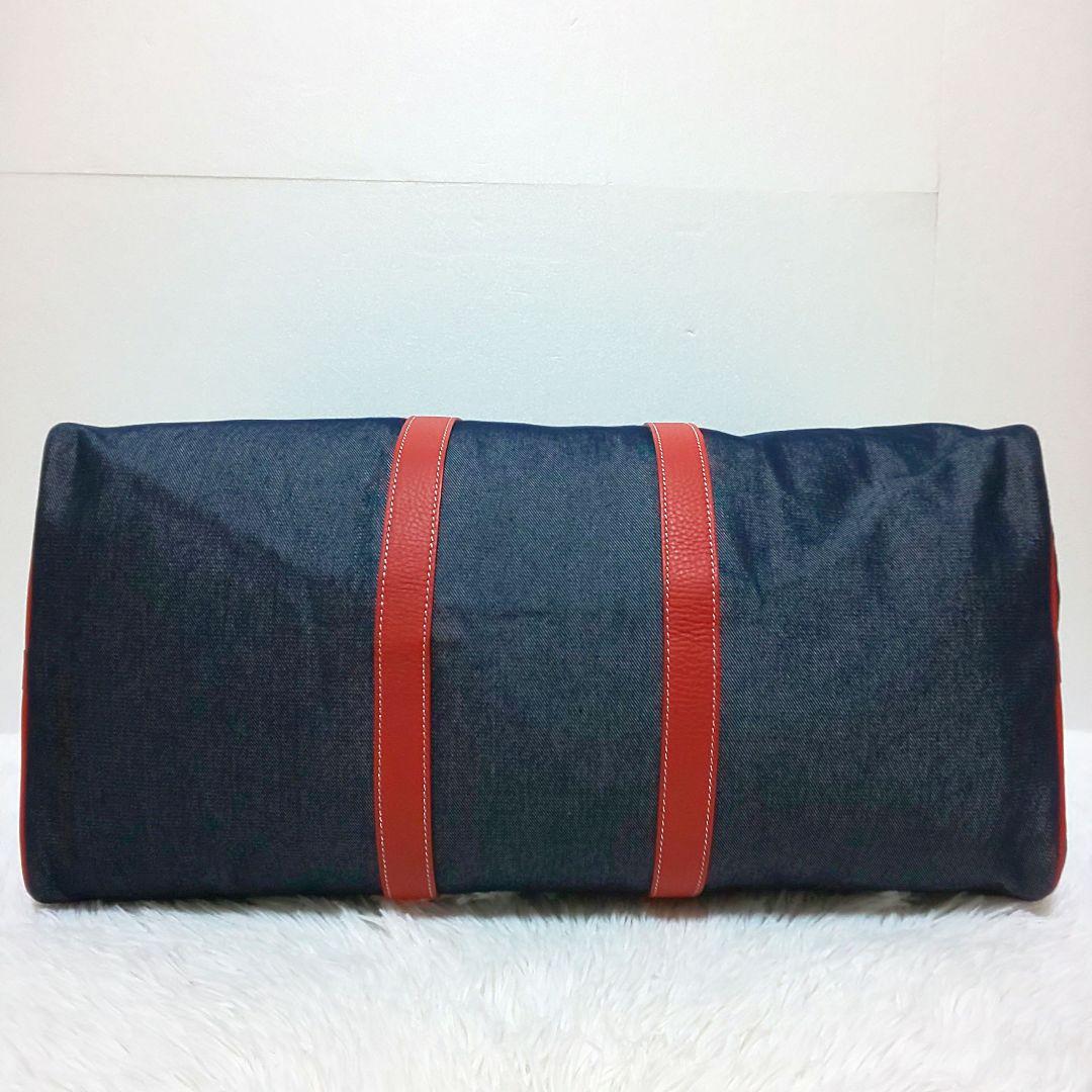✨美品✨ハンティングワールド ボストンバッグ ロゴワッペン デニム レザー 旅行