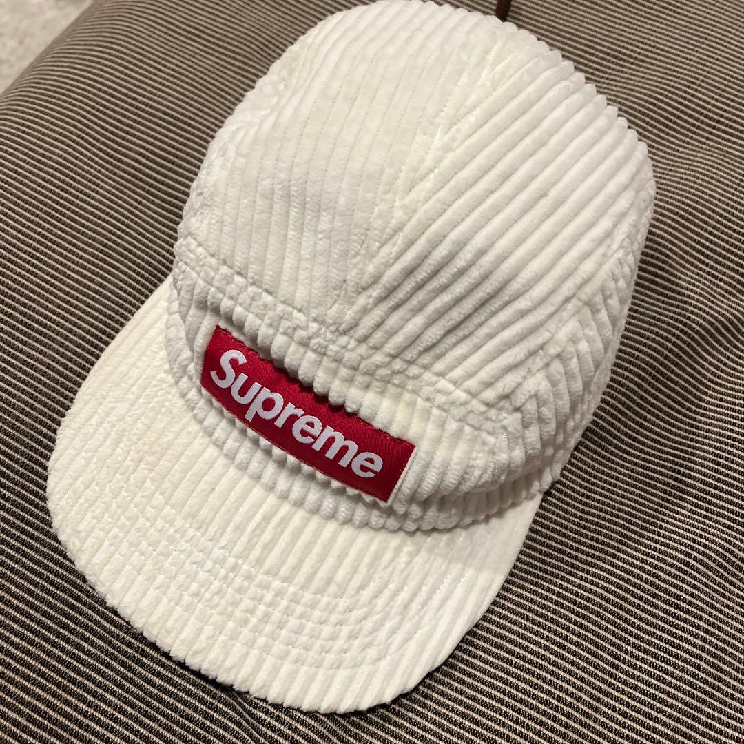 Supreme ホワイト コーデュロイキャップ