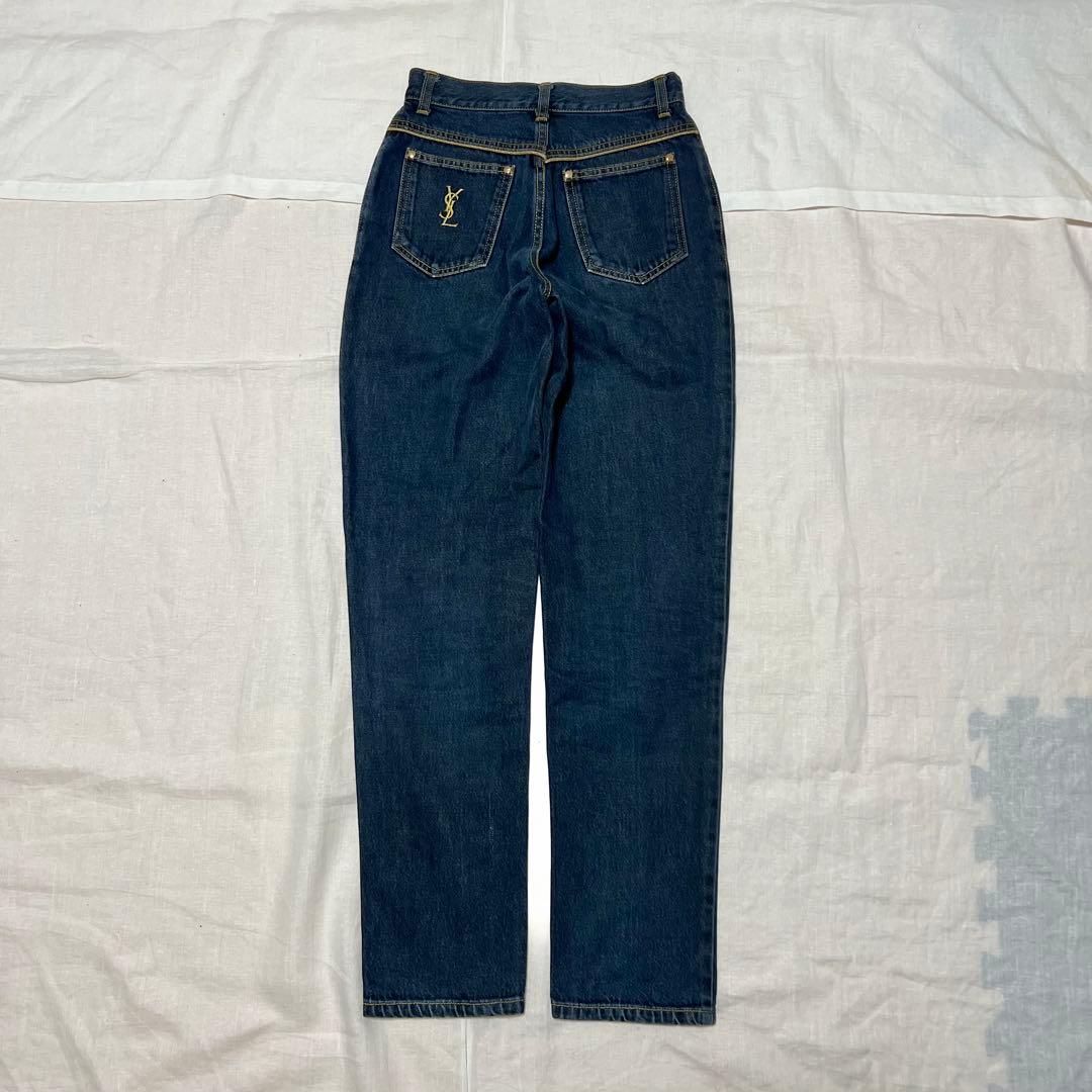 【激レア】イヴ・サンローラン ハイウエストデニム 38 YSLロゴ刺繍 レトロ
