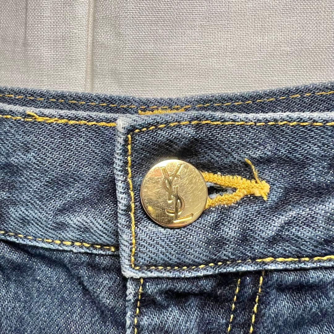 【激レア】イヴ・サンローラン ハイウエストデニム 38 YSLロゴ刺繍 レトロ