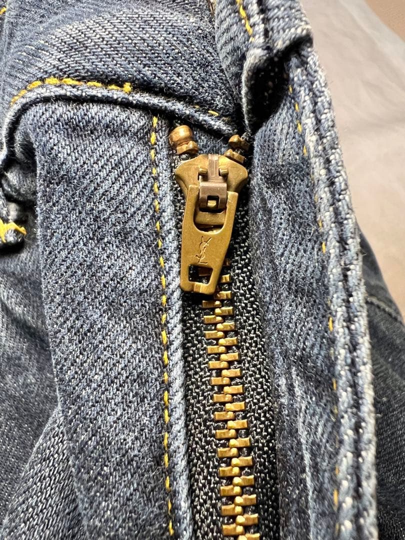【激レア】イヴ・サンローラン ハイウエストデニム 38 YSLロゴ刺繍 レトロ