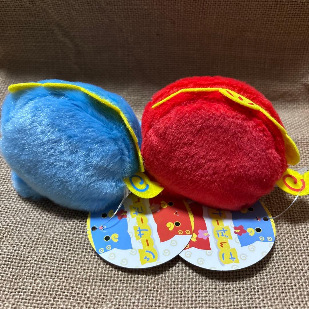 ねこだんご　シーサーだんご　赤　青　2点セット　ぬいぐるみ　三英貿易