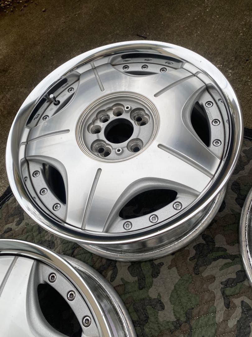送料込 ② 16インチ WORKユーロライン 16×6.5J+45 前後リム違い