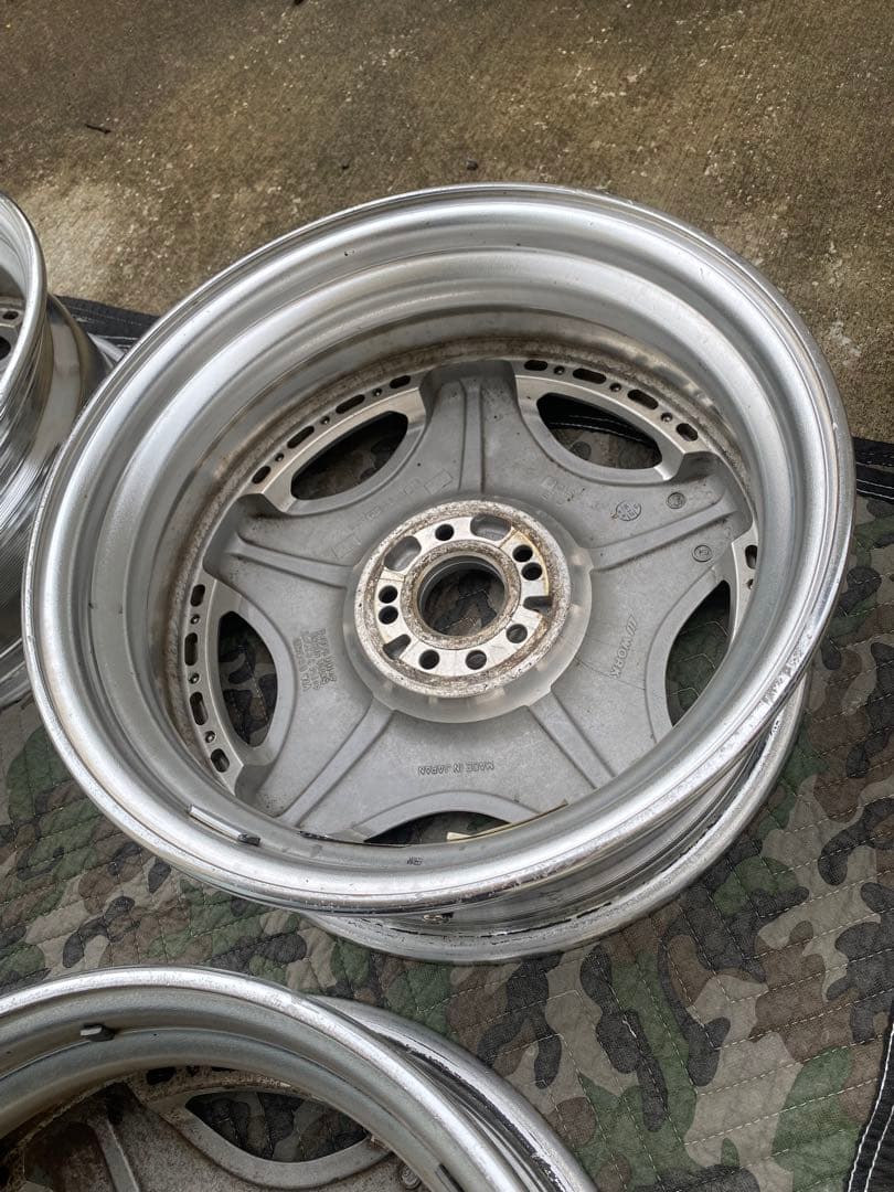 送料込 ② 16インチ WORKユーロライン 16×6.5J+45 前後リム違い