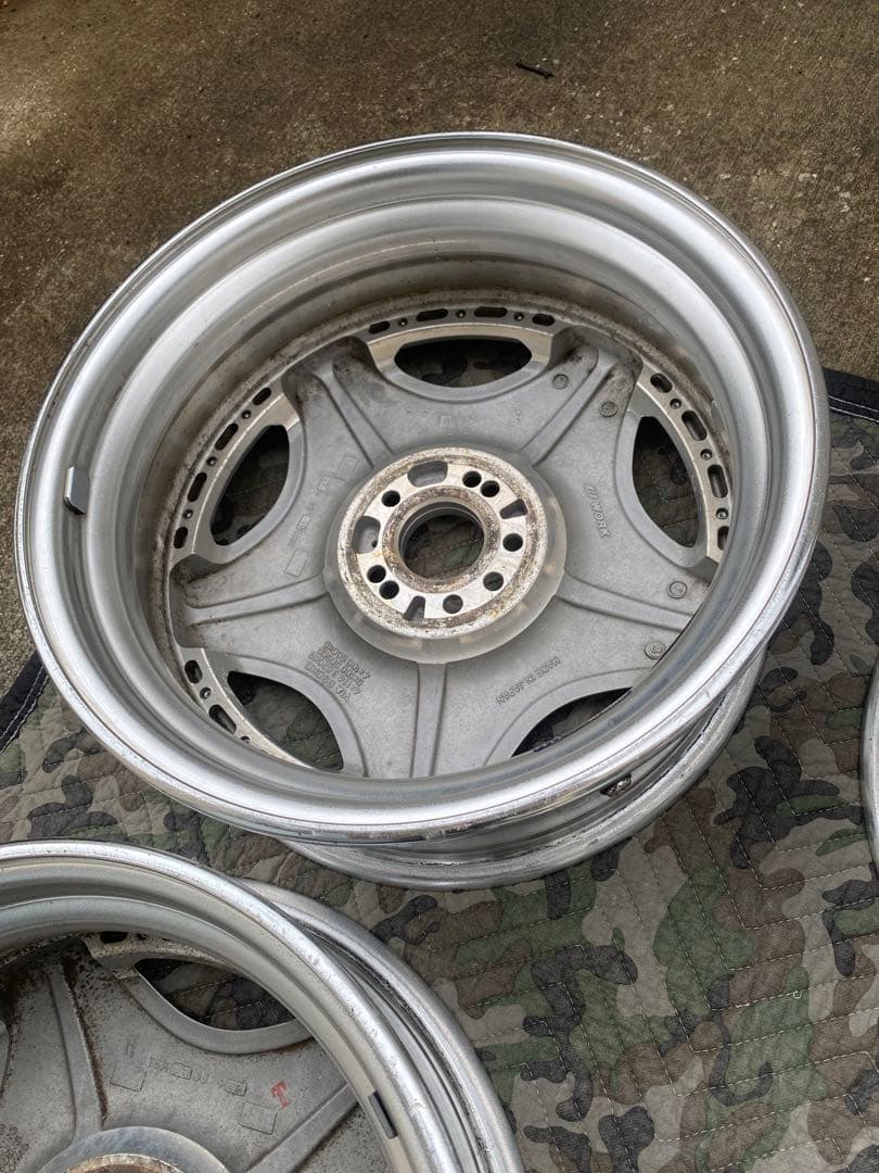 送料込 ② 16インチ WORKユーロライン 16×6.5J+45 前後リム違い