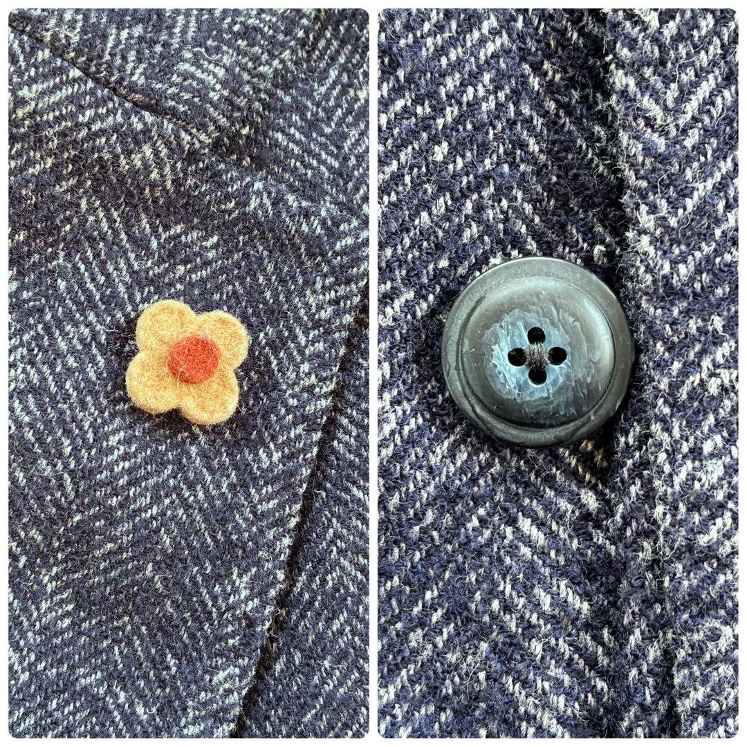 【極上の四者混】LARDINI カシミヤ×リネン混 ヘリンボーンジャケット