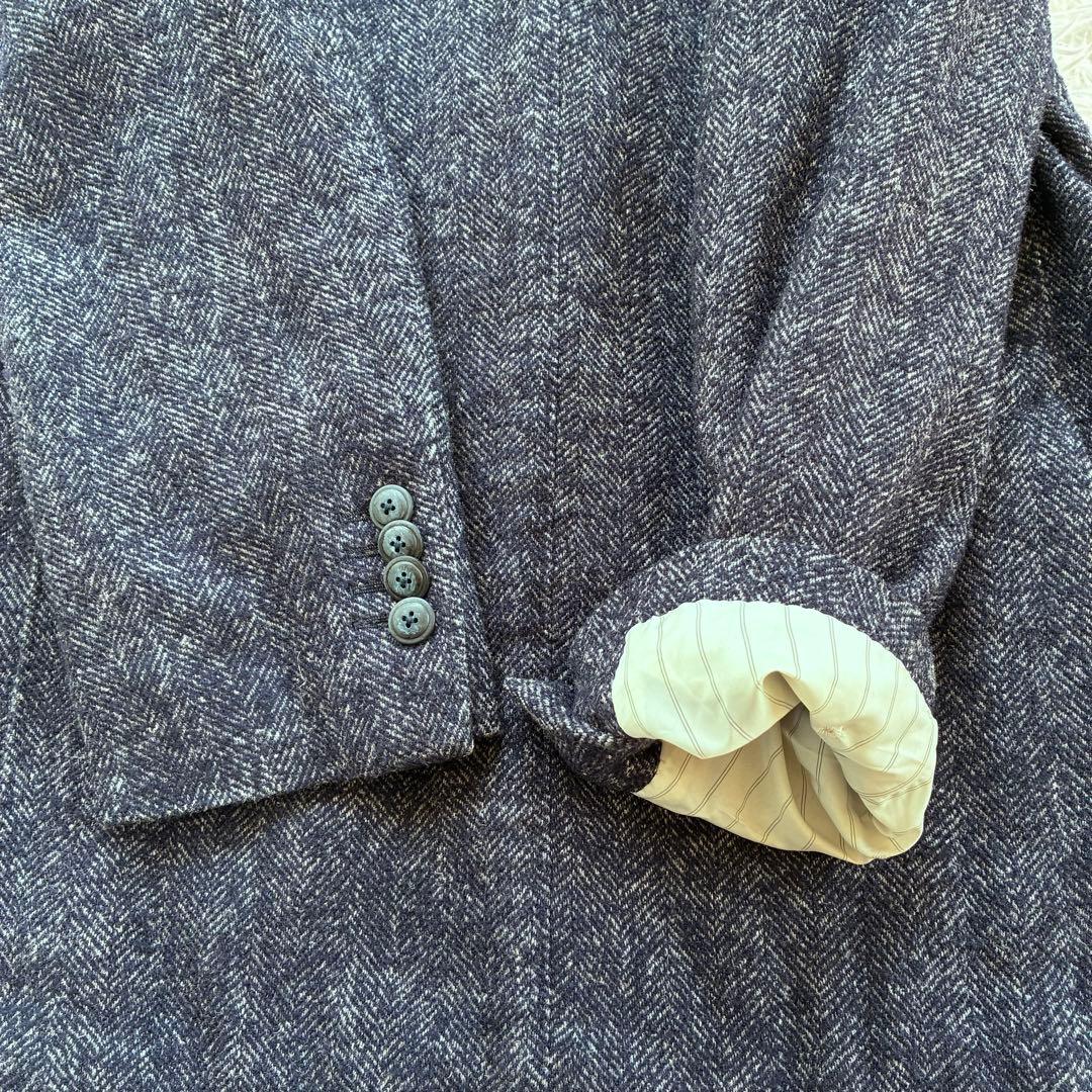 【極上の四者混】LARDINI カシミヤ×リネン混 ヘリンボーンジャケット