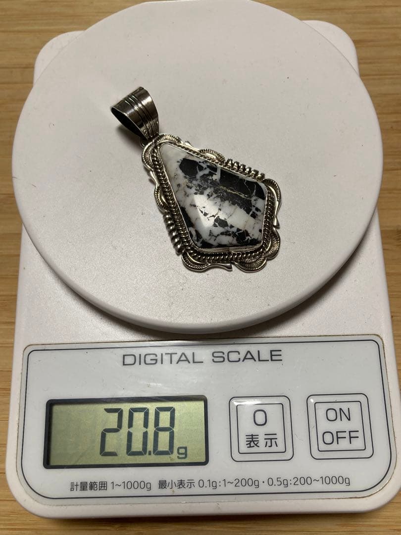navajo W.Denetdale ペンダント ナバホ ホワイト ターコイズ