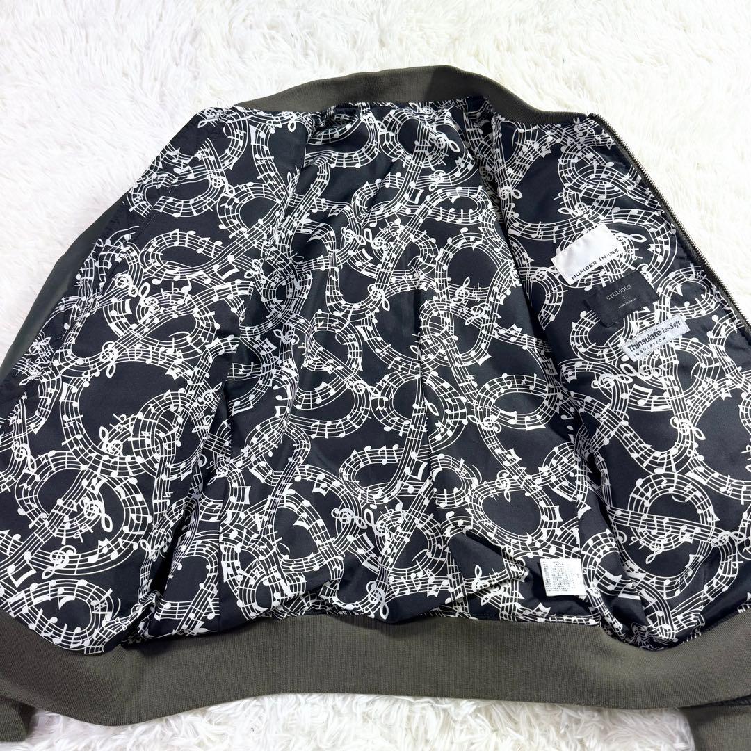 【極美品】ナンバーナイン×STUDIOUS 別注 MA-1 音符柄 カーキ 1