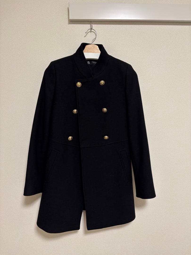 ZARA 黒 ダブルブレスト ロングコート