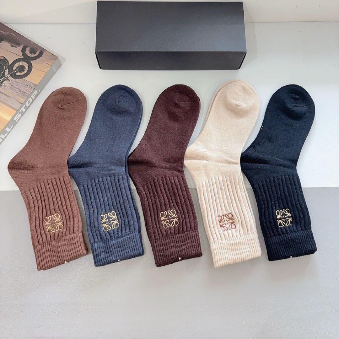 ♡LOEWE ロエベ ソックス 5足セット アナグラム刺繍 リブソックス♡