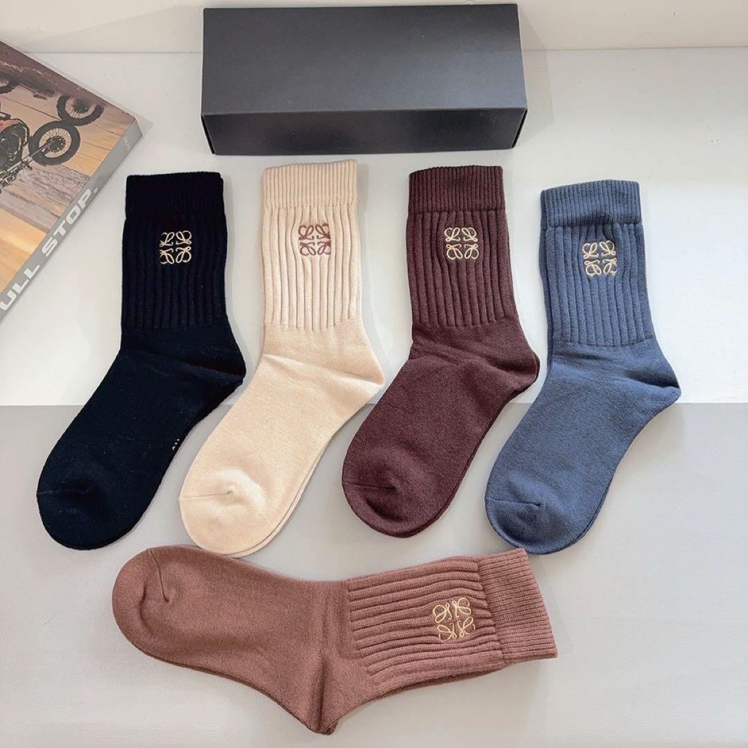 ♡LOEWE ロエベ ソックス 5足セット アナグラム刺繍 リブソックス♡
