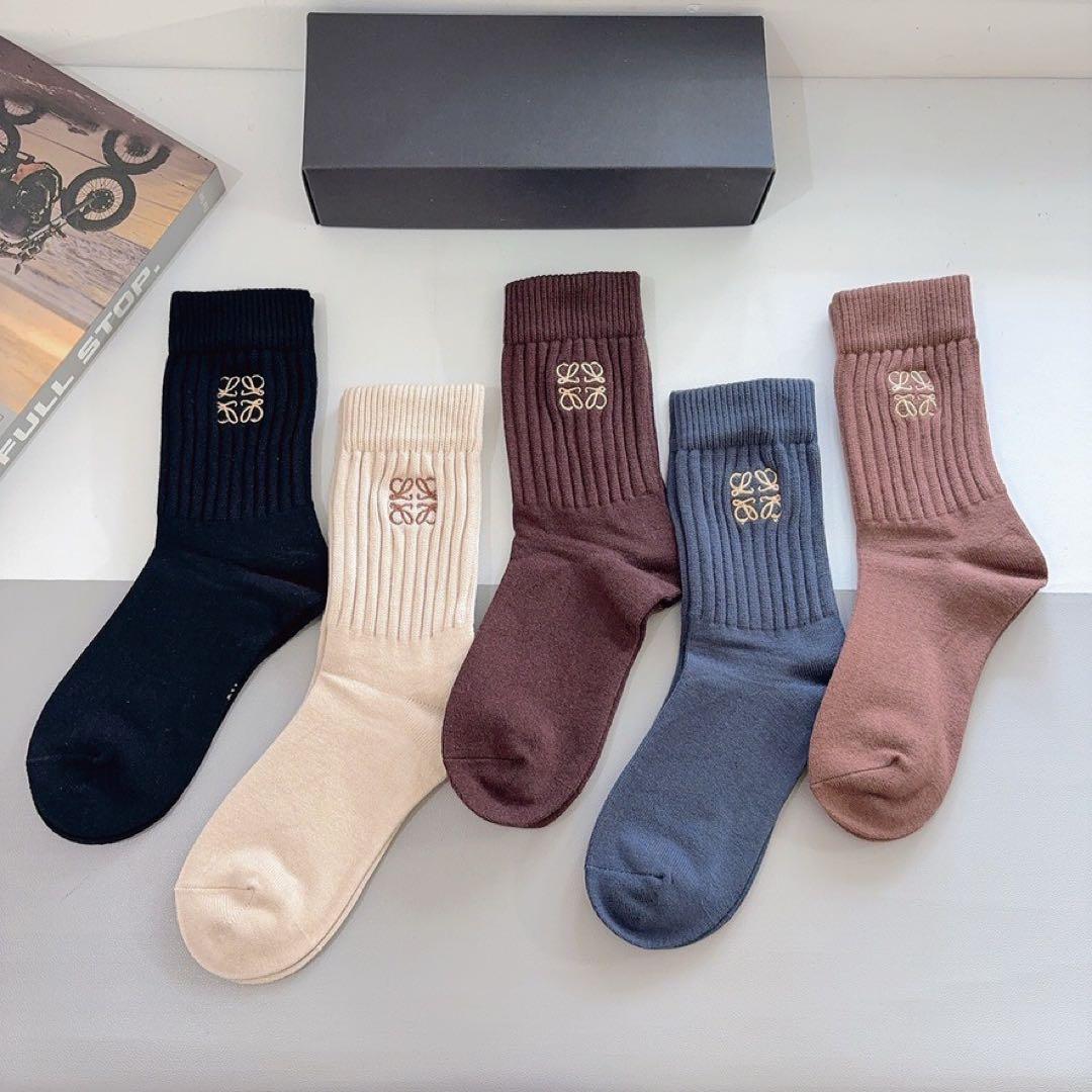 ♡LOEWE ロエベ ソックス 5足セット アナグラム刺繍 リブソックス♡