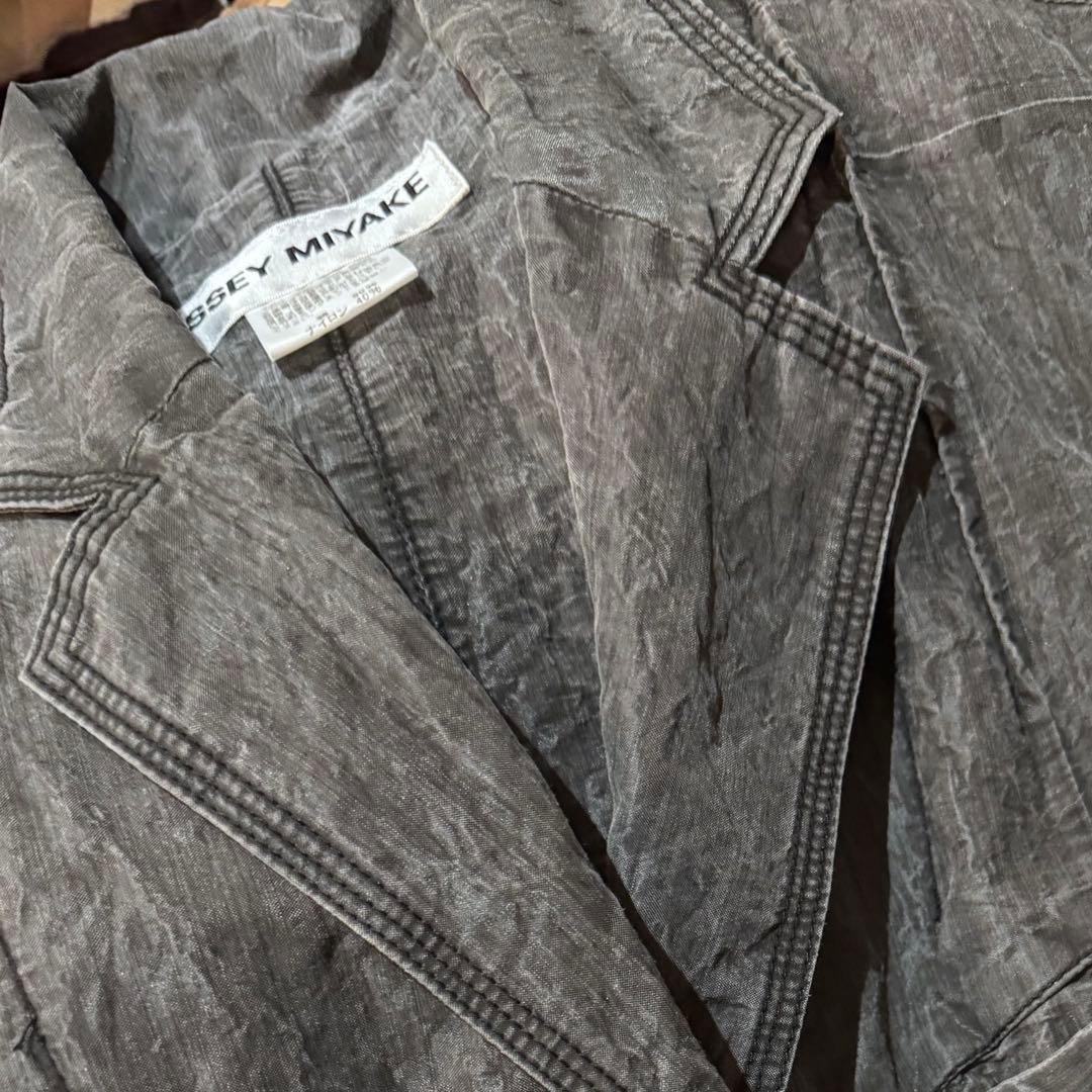 ISSEY MIYAKE イッセイミヤケ ジャケット 一重 光沢 グレー