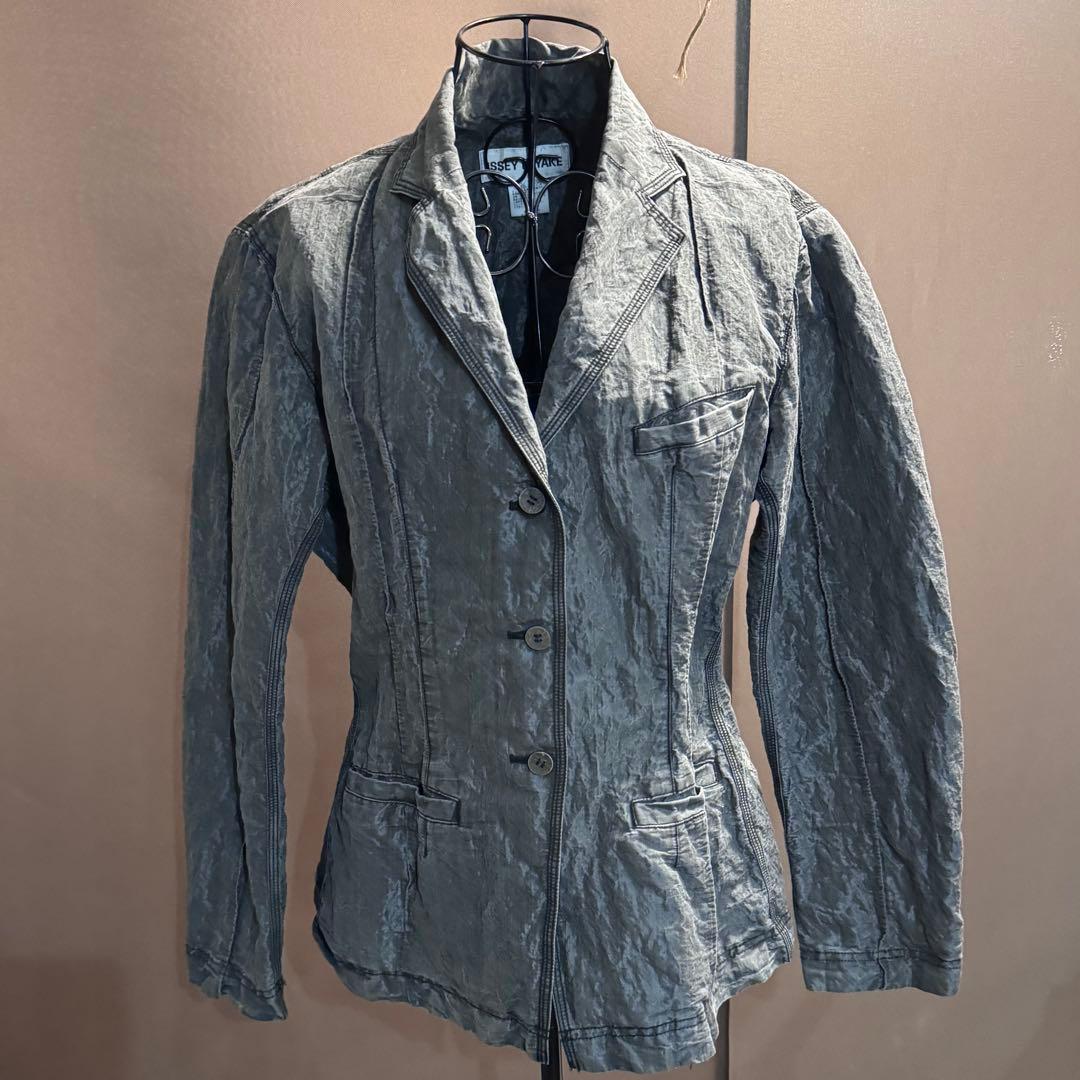 ISSEY MIYAKE イッセイミヤケ ジャケット 一重 光沢 グレー