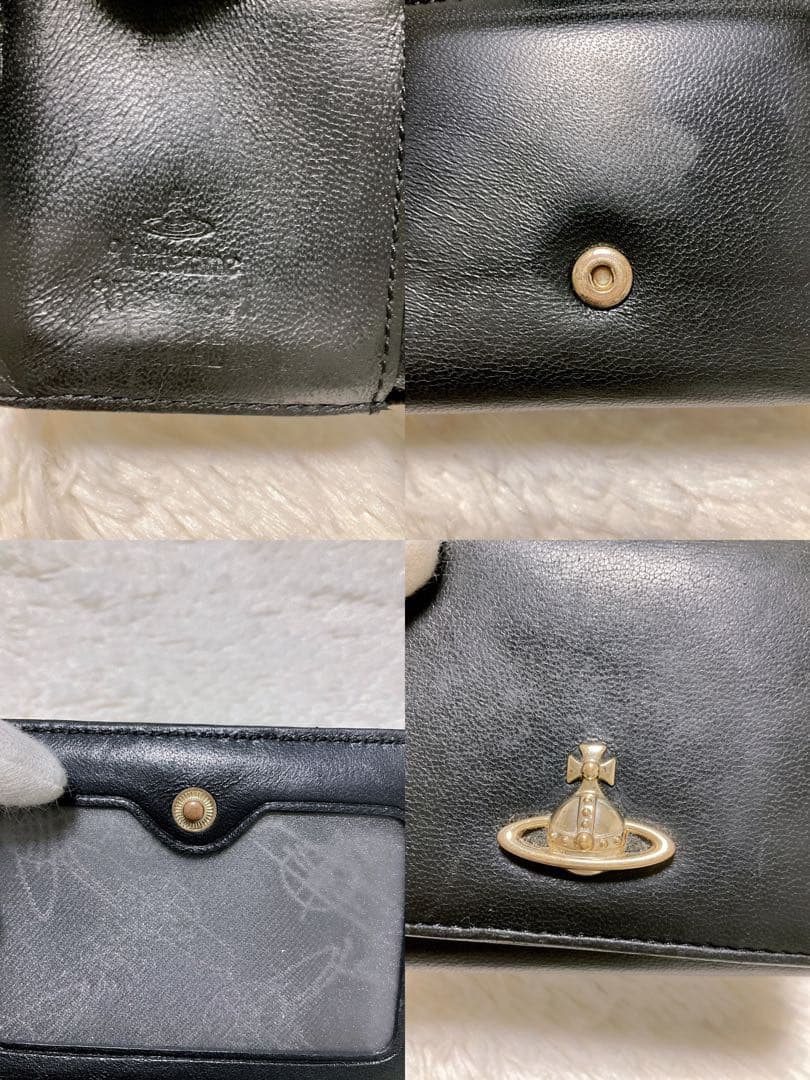 ♡美品♡ヴィヴィアンウエストウッド 三つ折り財布 がま口 ナッパレザー ブラック